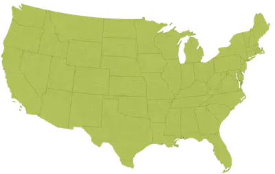 Map of the United States showing nationwide virtual service coverage